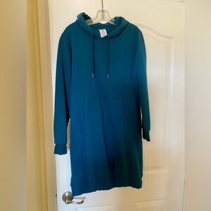 Women’s Serra Hoodie Sweatshirt Dress Dark Teal Blue Medium M